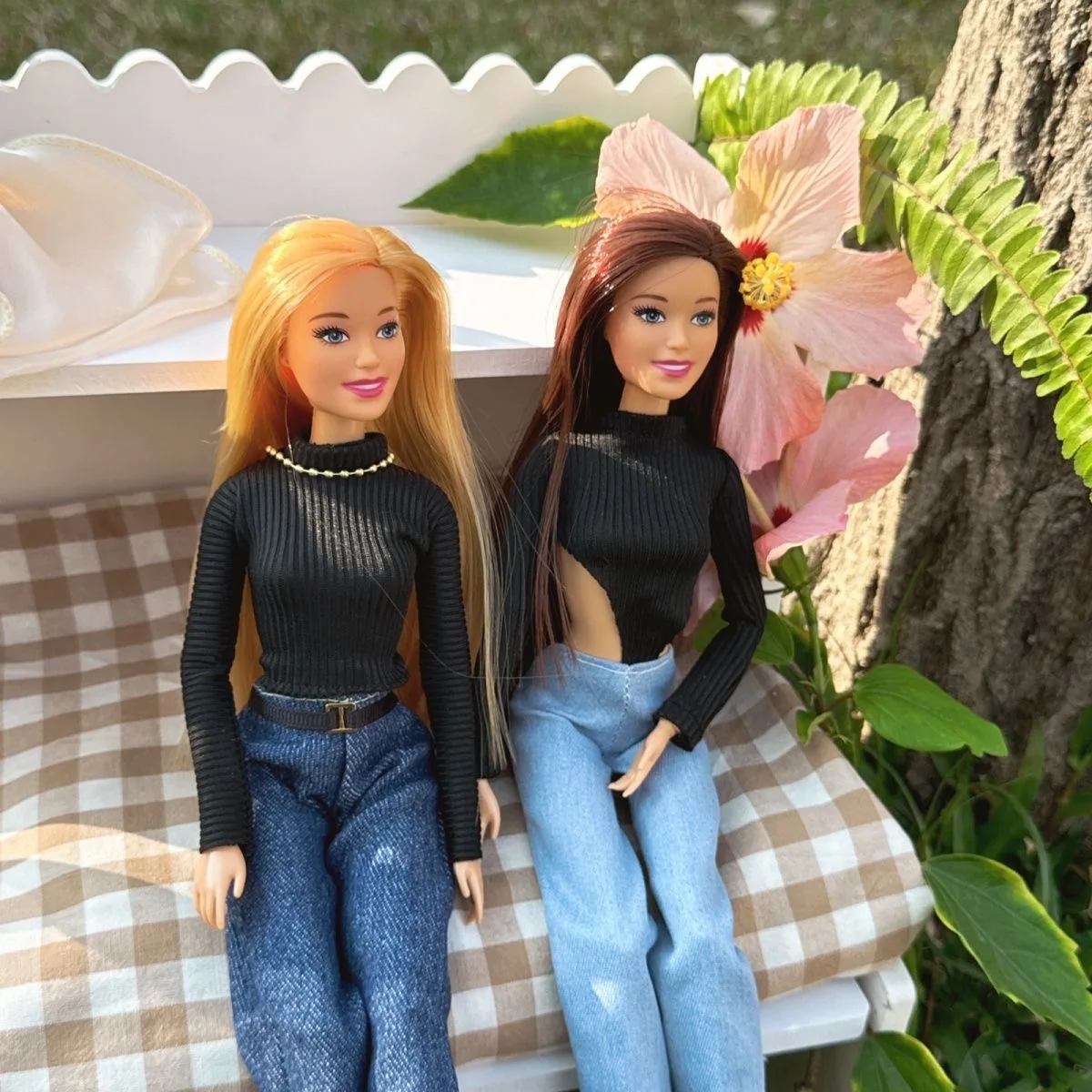 2025 جديد جميلة الأميرة بابي ألعاب الدمى موضة قمة سوداء + الجينز الملابس مجموعة 30 سنتيمتر 1/6 BJD دمية المفاصل المنقولة فستان اللعب