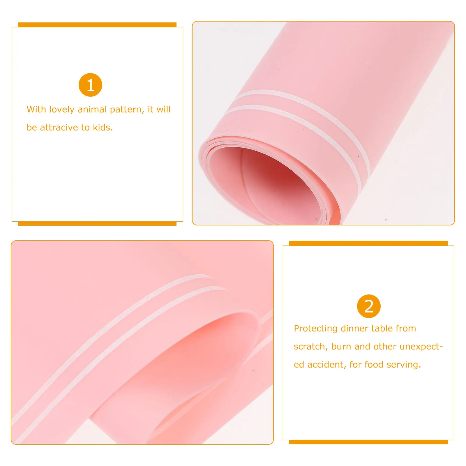 

Children Silicone Table Placemat 40x30cm Non-Slip Flexible Dining Table Mat Lion Pattern Heat Resistant Washable