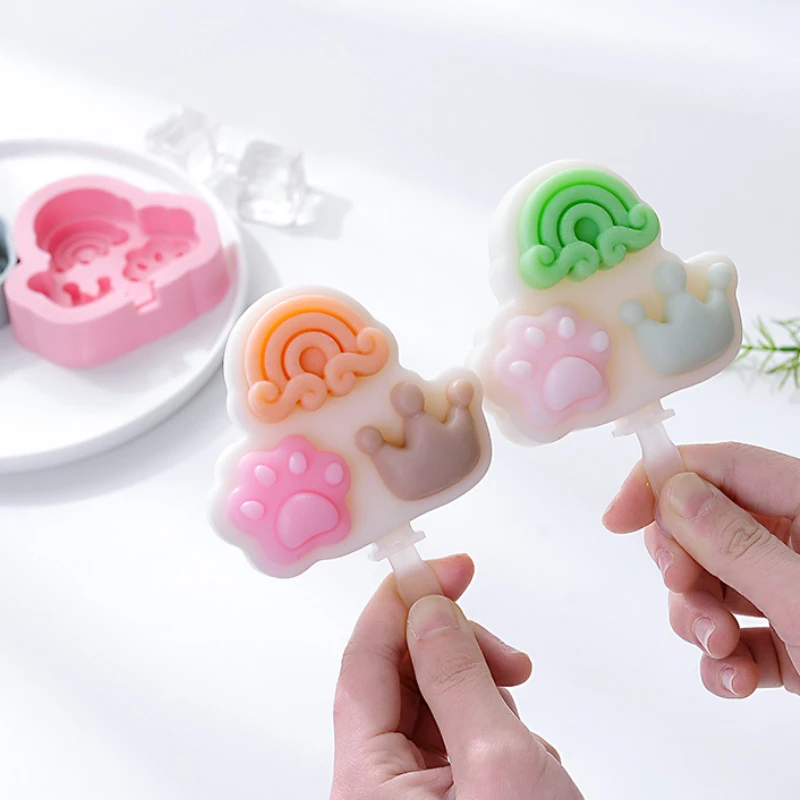 

Cat Paw Rainbow Crown Ice Cream Silicone Mold Popsicle Ice Tray Chocolate Cheese Stick Mold Ice Maker Kichen Accessories