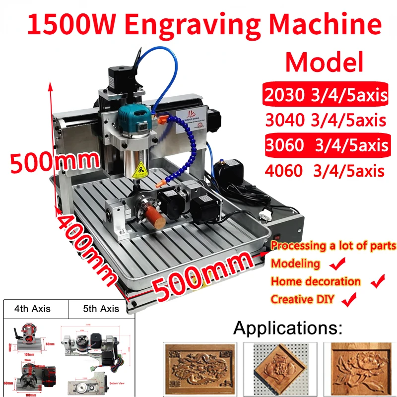 LYF3040 4060 1500W 3/4/5axis Engraving Machine Router Engraving Drilling and Milling Machine 2030 3060  for Creative DIY