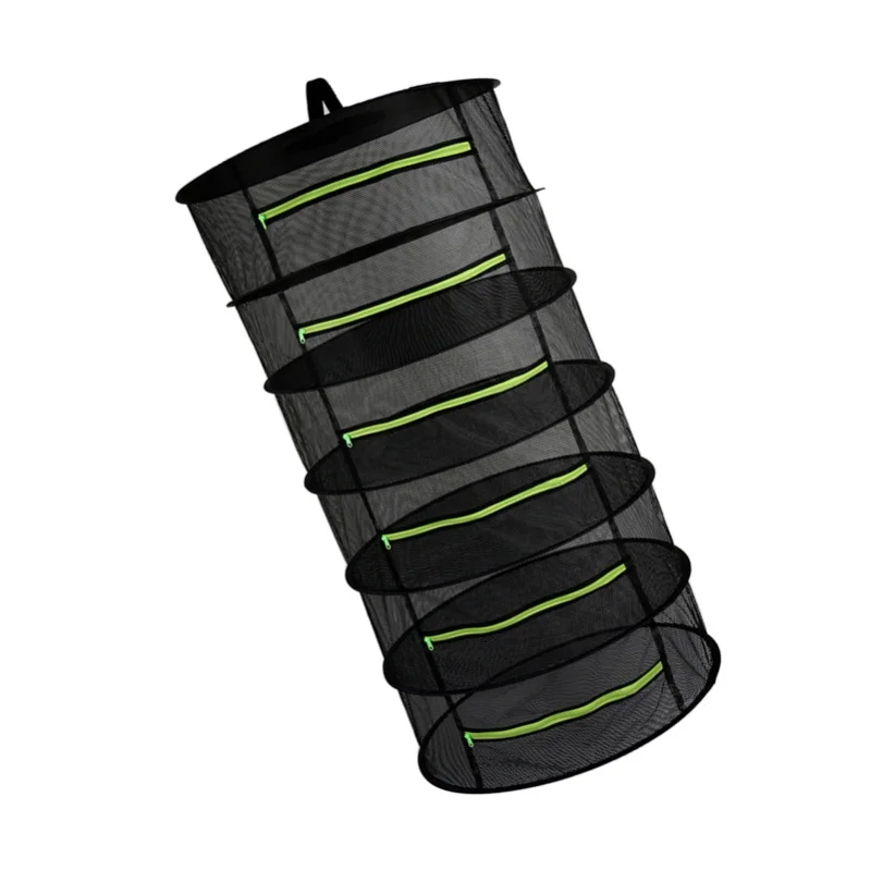 Hanging Basket 6/8 Layers With Zipper Folding Dry Rack Drying Net Dryer Bag Mesh For Flowers Buds Plants