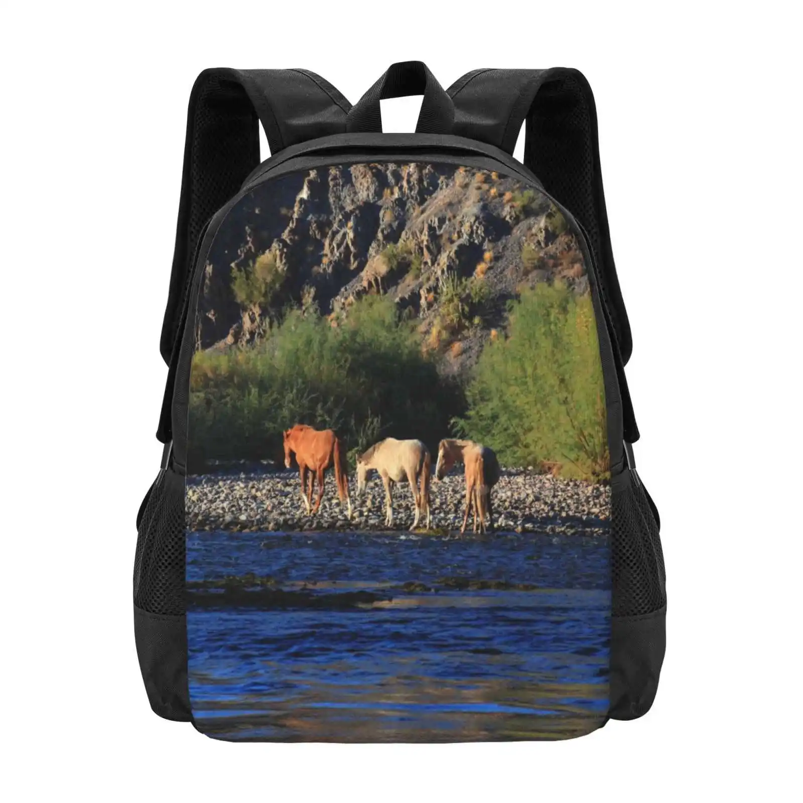 

Wild Horses Of Arizona Bag Backpack For Men Women Girls Teenage Wild Horses Salt River Mesa Arizona Southwest