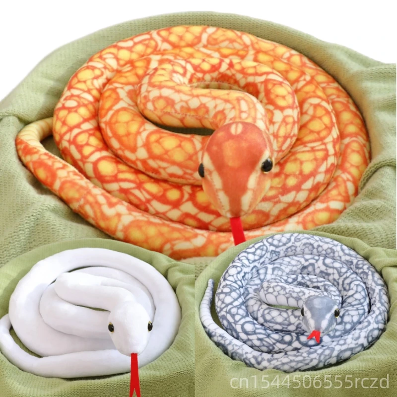 110-310cm simulazione Python Boa peluche bambola rettile bianco verde argento nero bellissimo modello serpente peluche bambola decorazione della casa