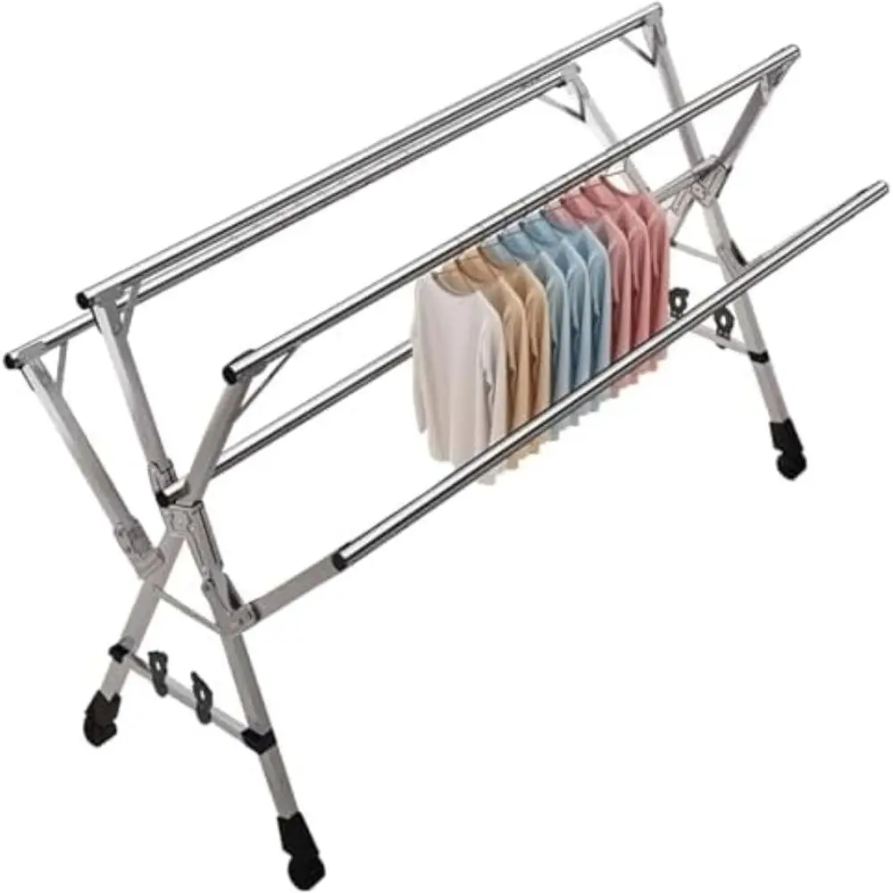 

Durable Stainless Steel Drying Rack, Heavy Duty Laundry Stand, Space-Saving Clothes Organizer for Indoor/Outdoor Use (63 x 63)