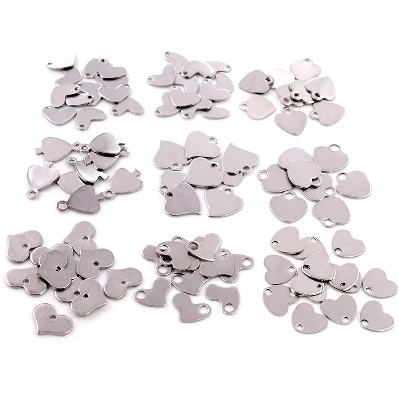 50pcs/lot No Fade Charms 316 Stainless Steel Solid lovely heart Charms handmade Craft pendant Jewelry making,DIY for necklace