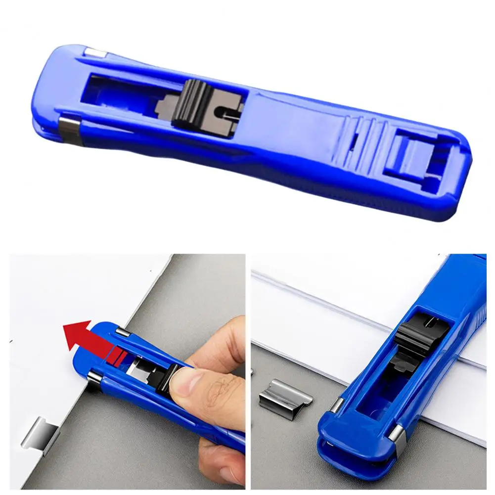 1 Set File Clips Pusher Reusable Easy to Use Office Supplies Portable Document File Fixing Binding Clips Pusher for School