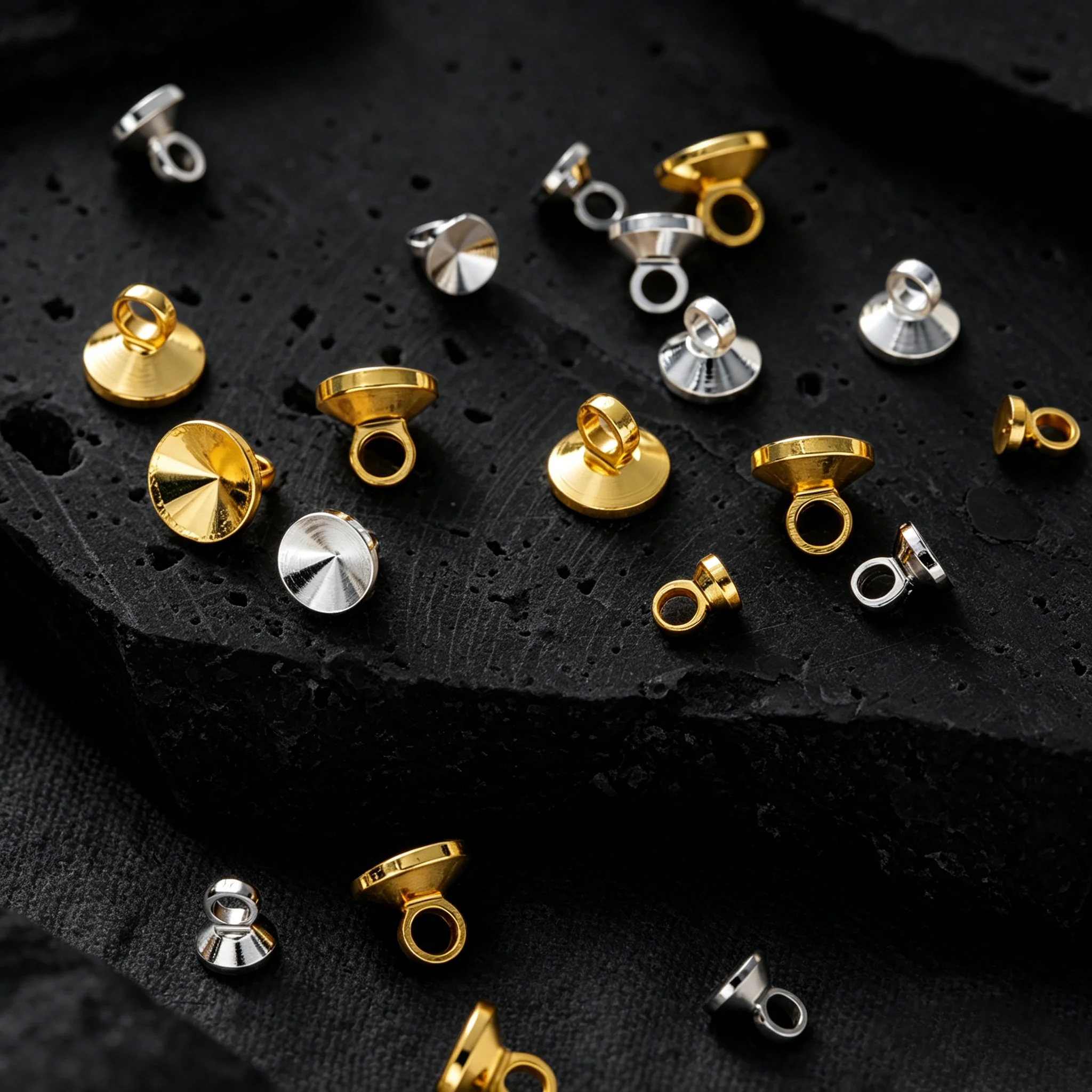20 Stück 18K vergoldete Perlen-Endkappen, Verbinder, Anhänger, Charms für DIY-Halsketten, Armbänder, Schmuckherstellung, Zubehör – Detail 6