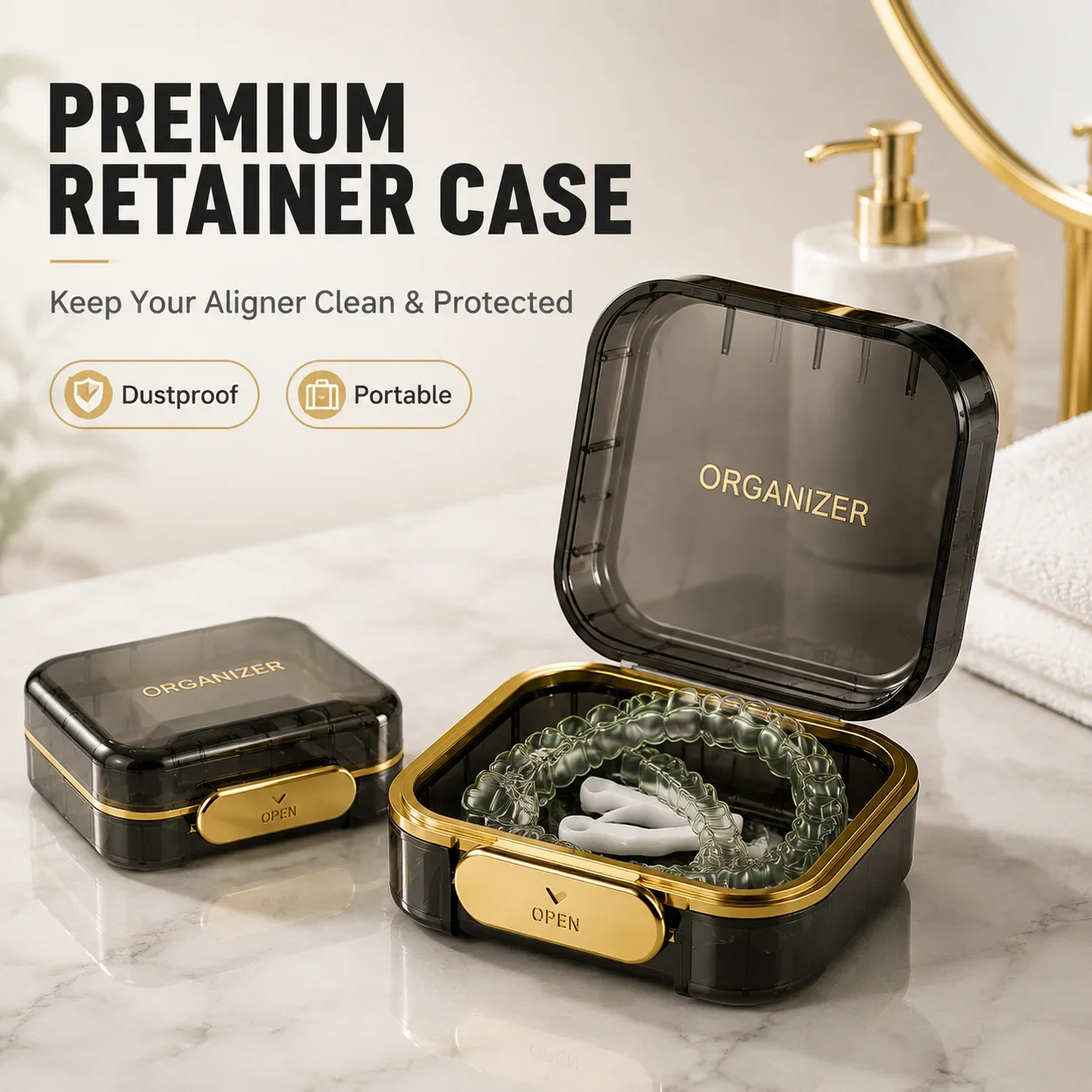 Premium Dental Retainer Case Clear Aligner Storage Box Dustproof Moisture Resistant Portable Organizer For Invisalign Retainers