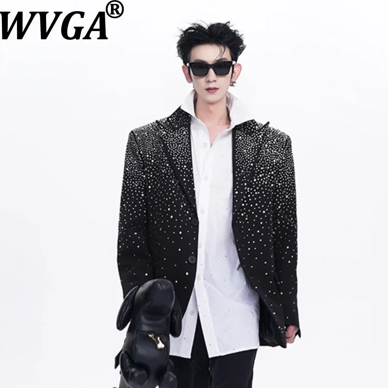 

WVGA весна осень новый мужской Tide ниша с бриллиантовым дизайном элегантный пиджак нишевый шикарный повседневный костюм с отложным воротником пальто Ins Y2K W17345