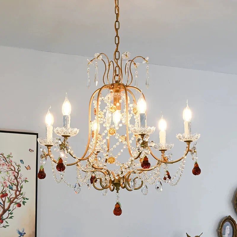 French Vintage Crystal Chandelier Medieval Palace Bedroom Dining Room Candle Pendant Lights Lighting Decor Living Room E14 Lamps