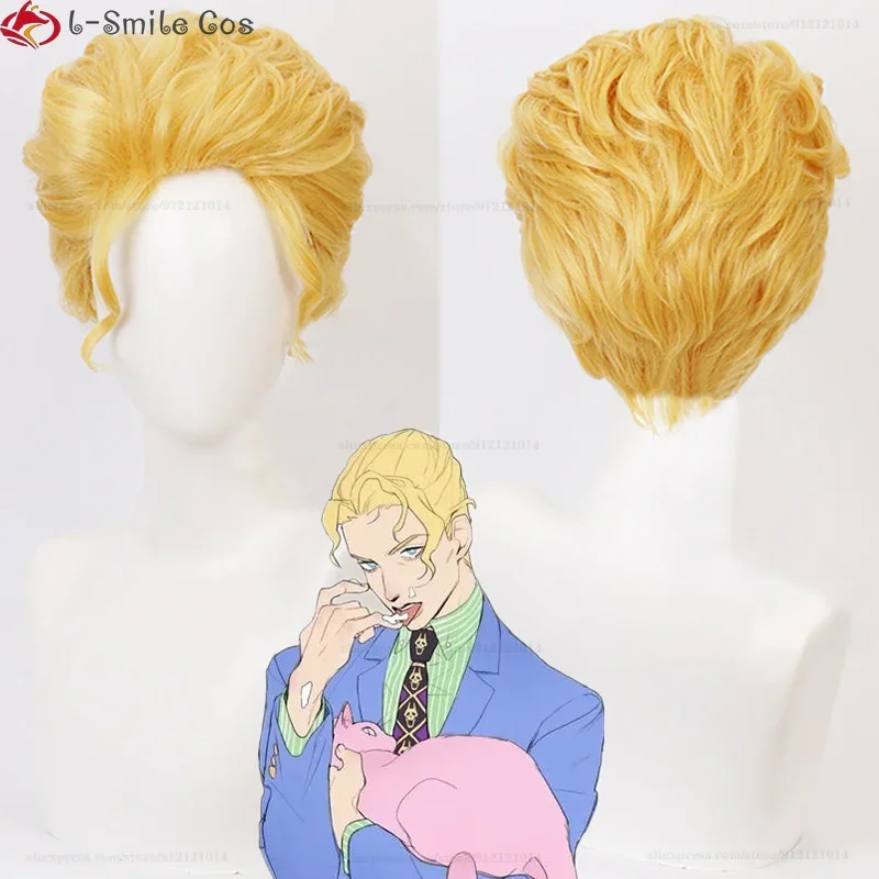 Anime Wigs Diamond Is Unbreakable Kira Yoshikage Cosplay Wig Golden Yellow Heat Resistant Synthetic Wigs