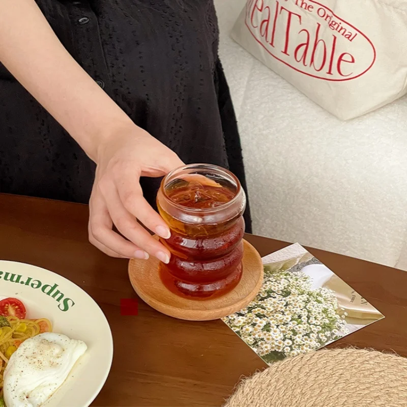 Tasse en verre ondulé domestique, tasse à café, lait, verres transparents, tasse à jus de glace, tasse à thé, verres rétro