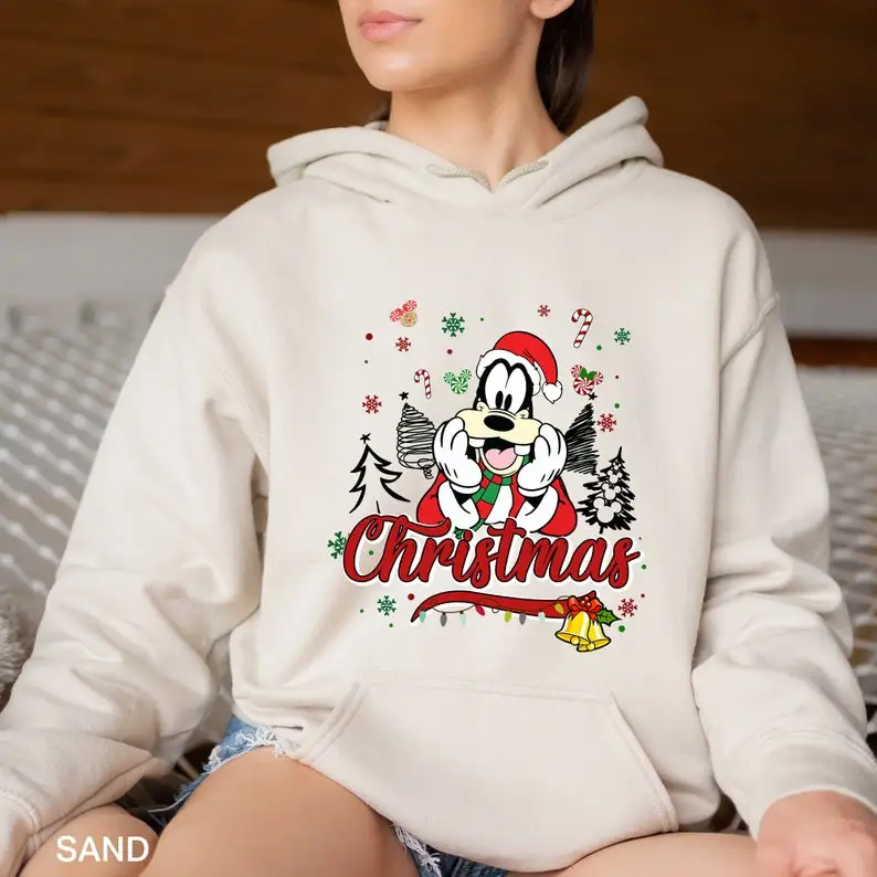 

Goofy in Santa Hat Unisex Christmas Hoodie Cozy Christmas Hoodies Holiday Gift Hoodies Gift for Her