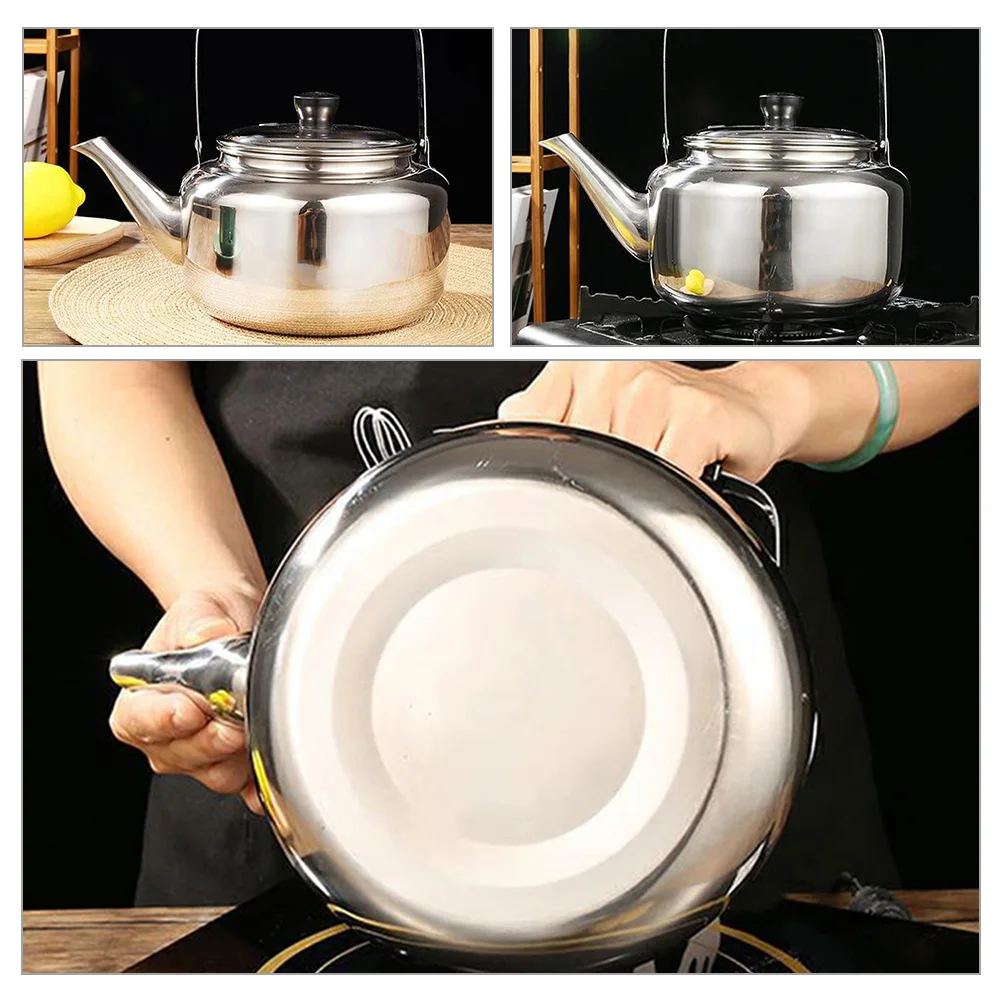 

4L Stainless Steel Teakettle Pot Smooth Surface Ergonomic Handle Kitchen Whistling Teakettle Water Kettle