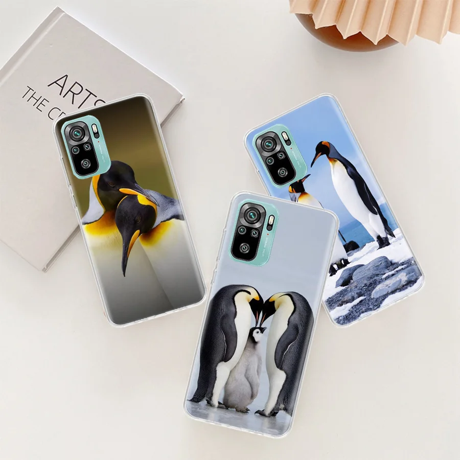 Penguins Love at the North Pole Phone Case For Xiaomi Poco X6 X5 X4 F4 GT X3 NFC F6 Pro 5G M5 M5S M4 M3 Mi F5 F3 F2 F1 Clear Cov