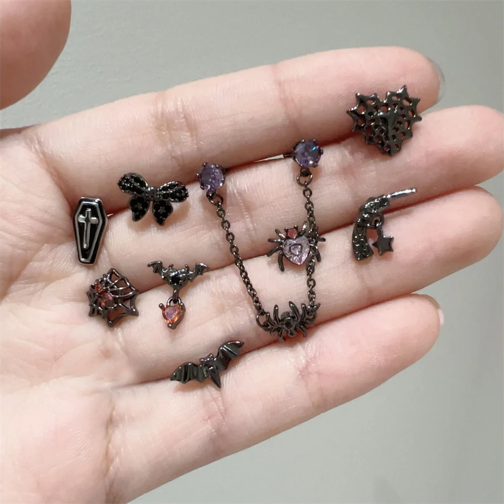 

1 pcs Punk Zircon Spider Web Ear Bone Nail For Women 316L Stainless Steel Inoxidable Earrings for Women Conch Piercing Jewelry