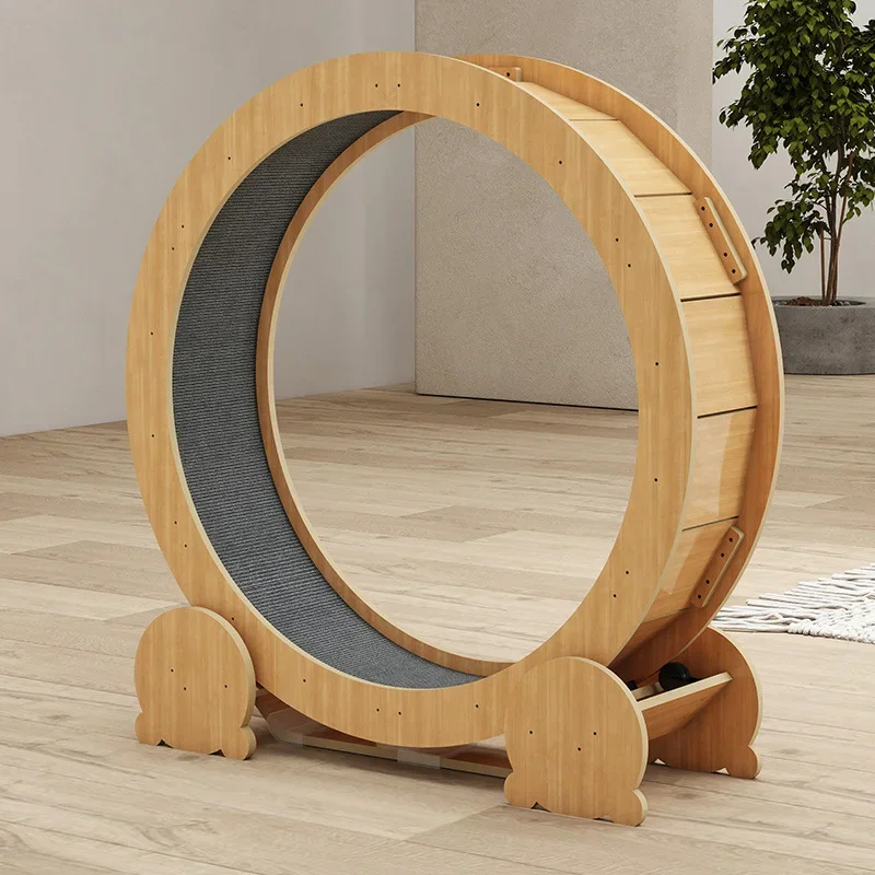 

Indoor Multi-Level Cat Climber with Stable Base Silent Wooden Cat Exercise Wheel Modern Pet Fitness Equipment for Active Cats