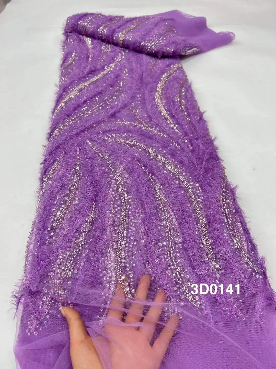 

African Beads Lace Fabric 2025 High Quality Nigerian Sequins Beads Lace Fabric French Laces Fabrics For Party Dress Sew
