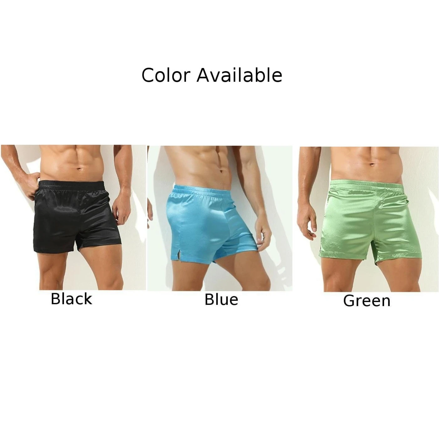 Stylish Satin Shorts Nightwear Pyjamas Lounge Pants Sleepwear Underwear in Green for Men with Smooth Texture