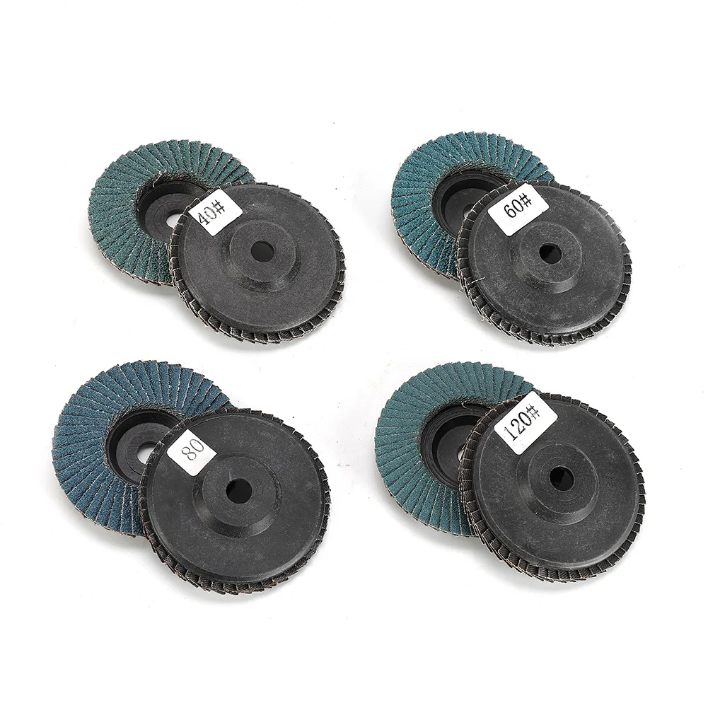 8pcs 3 นิ้ว/75 มม.บดล้อแผ่นขัดตัดไม้แผ่นขัดสําหรับเครื่องบดมุม 40/60/80/120 กริดขัด FLAP แผ่น