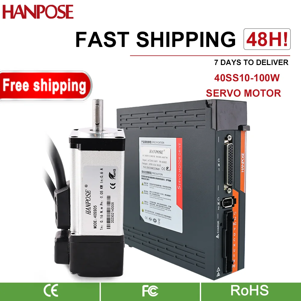 

HANPOSE 40SS10 servo motor drive kit 100w +ASD210 drive 1.0A Rated Torque 0.32N.m High Accuracy ac servo motor 0.1kw