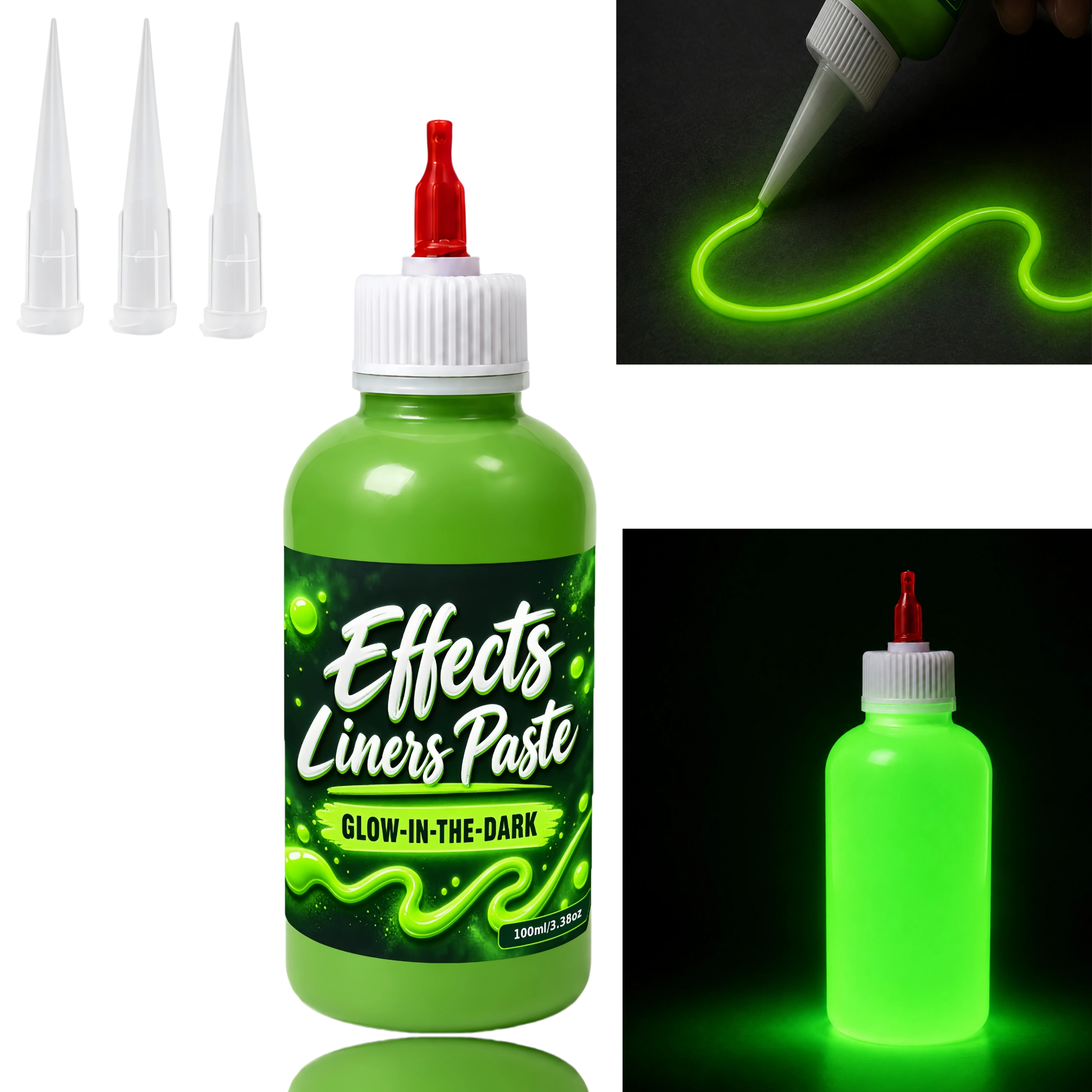 Glow In The Dark Acrylic Paint Squeeze Bottle, Luminous 3D Drawing Pigment,High Concentration Water-Based Colors forDIY Crafting