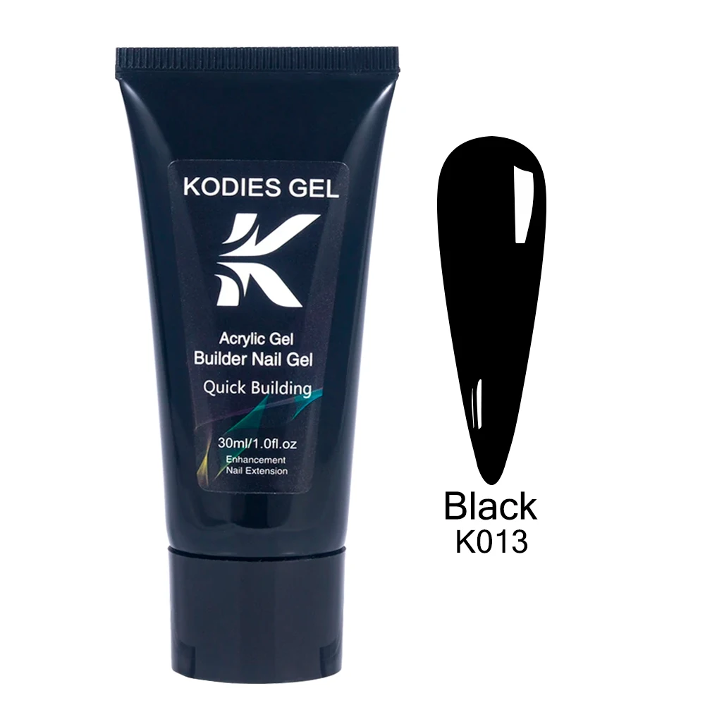 KODIES GEL Black Poly Nail Gel For Extension Acrylic Hard Tube Construction Gel Nail Polish Milky White Clear Prolong Manicure