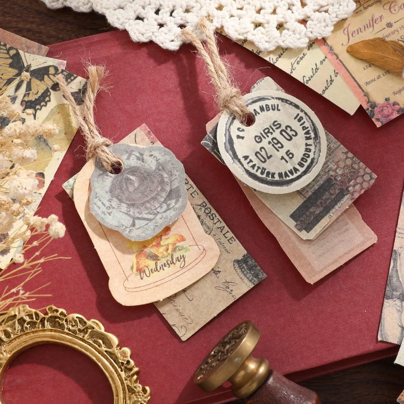 100 Stück Vintage Scrapbook-Papier-Set Retro Junk Journal Zubehör Dekoratives Collage-Papier für DIY Bastelarbeiten Notizbuch Album Dekoration – Detail 6