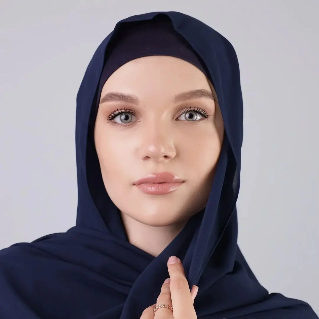 Newest Muslim Fashion Chiffon Hijab Matching Color With Undercap 2pcs Set Same Color Inner Scarves For Women