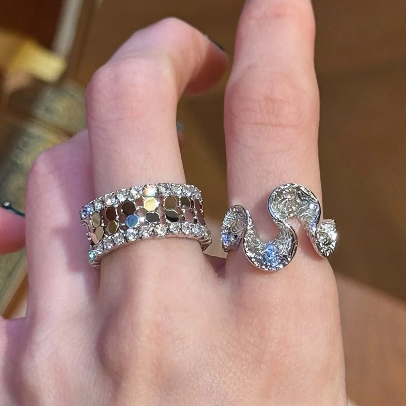 GANPUP Exquisite Glänzende Zirkon Verstellbare Fingerringe für Frauen Süße Mode Neuer Ring Schmuck Geschenk Party anillos mujer – Detail 5