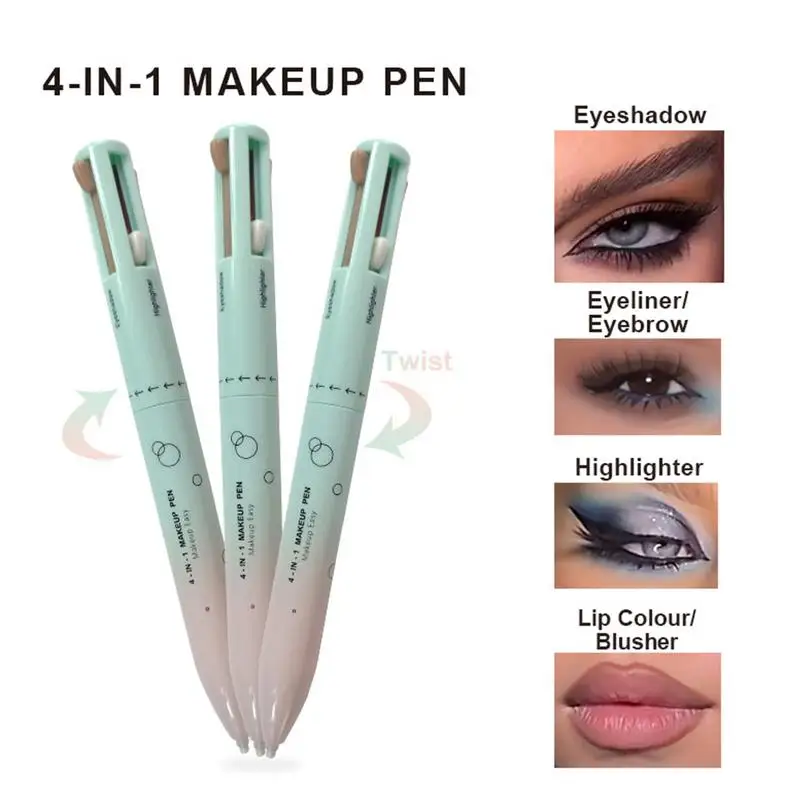 4 In 1 Eyebrow Pencil 4 Colors Eyebrow Eyeliner Pencil Waterproof Drawing Eye Brow Long Lasting Eyebrow Lip Liner Pen