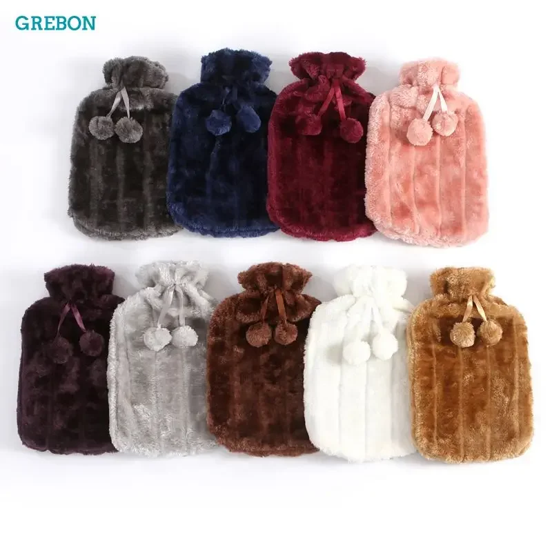 Soft Corduroy Hot Water Bottle Cover Hand Warming Heat Fluffy Fabric Sleeve Furry Cloth Plush Fabric Hot Water Bag Cover