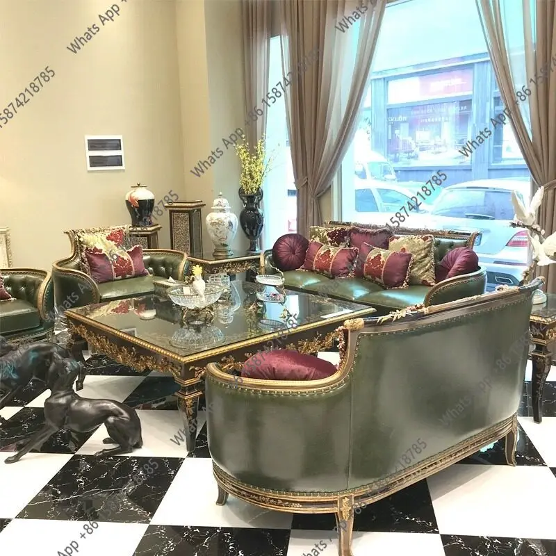 

European living room furniture European French neoclassical sofa palace-extended solid wood carving flower carving fabric
