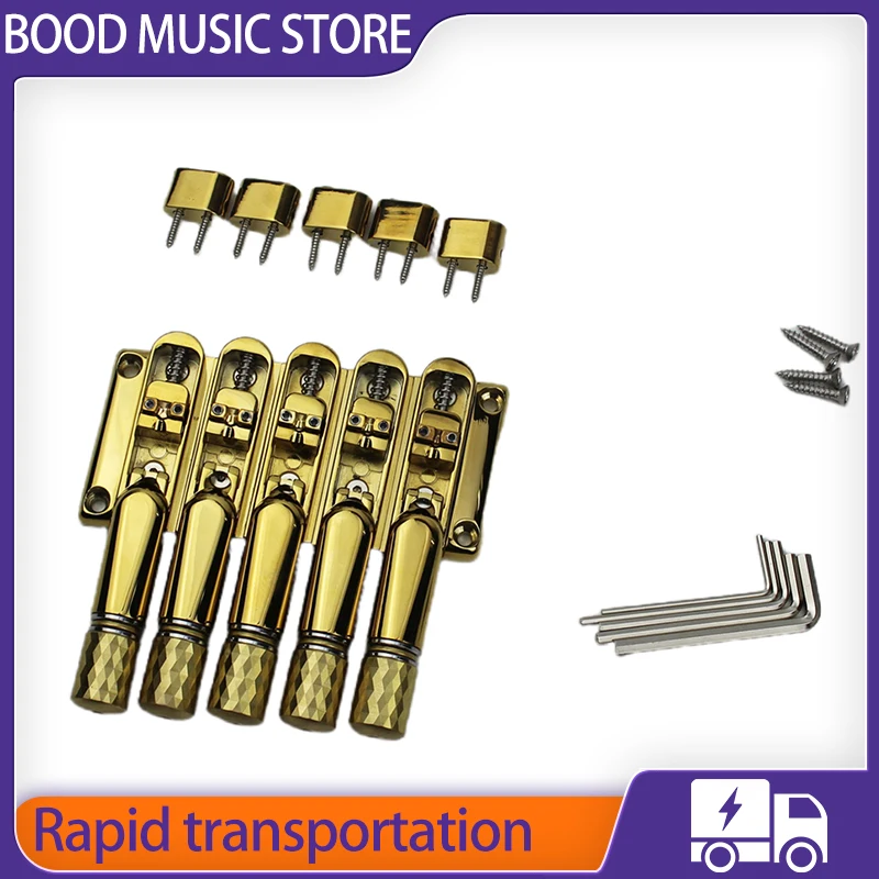 Headless Golden 5 Strings Bass Electric Bass Guitar Bridge with nut for Guitar manufacturer/repairman personal DIY enthusiast