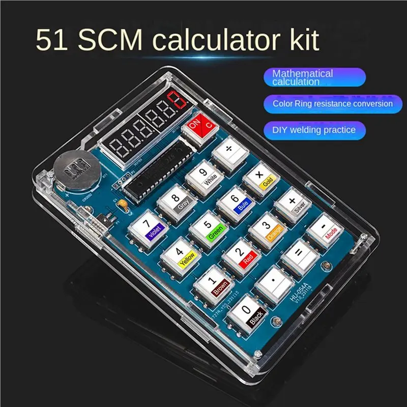 QWE-5X Calculator DIY Kit 51 Microcontroller Homemade Digital Tube Calculator Circuit Board Welding Training Electronic Kit