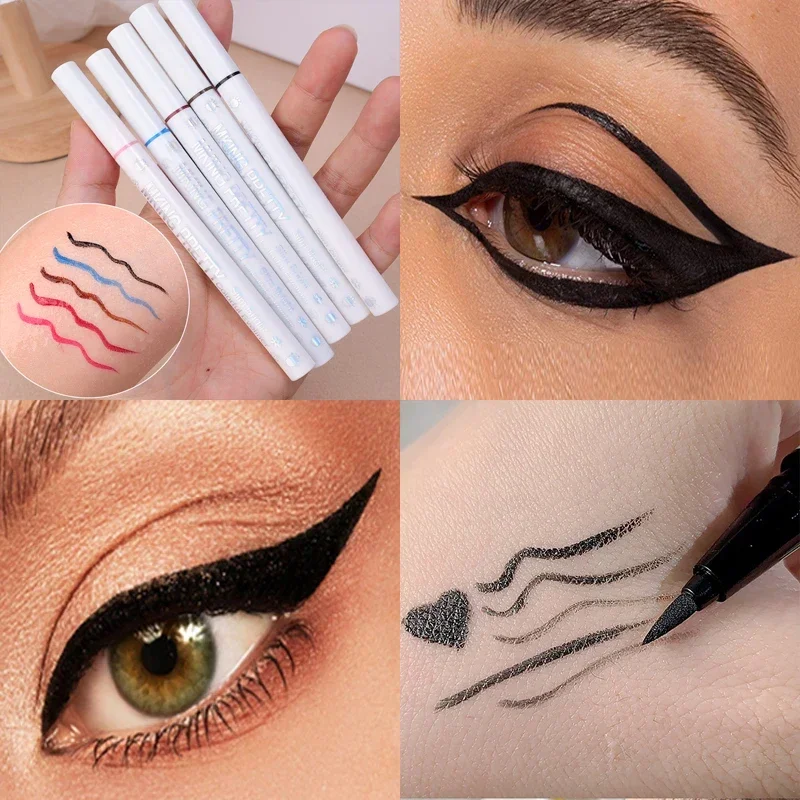 Kolorowy eyeliner wodoodporny, długotrwały, szybkoschnący, nie kwitnący niebieski różowy czarny płynny eyeliner w pisaku kosmetyki 6 kolorów