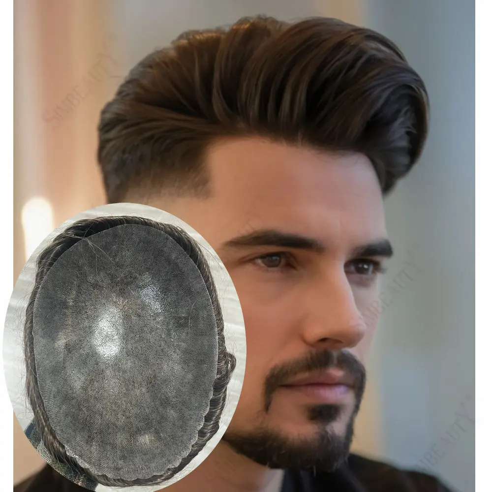 

Dark Brown Thin Skin Hair System For Men 0.1mm Microskin Male Hair Prosthesis Human Hair Men's Toupee Hair Prosthesis Man Wig