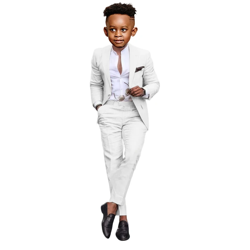 

Белый костюм для мальчиков с лацканами с вырезом Формальный и модный повседневный костюм Детский праздничный костюм для торжественного ужина на день рождения