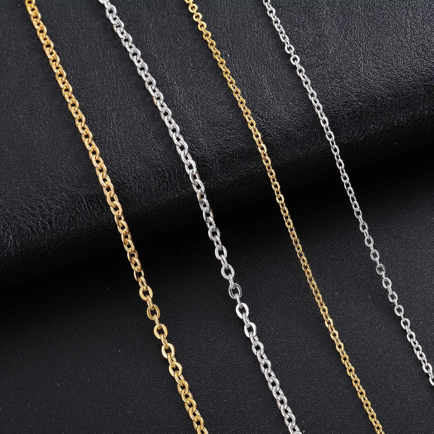 5 Stück/Set Klassische Edelstahl-Kabel-Rolo-Halskette Großhandel Metall-O-Kette Schmuckzubehör für Damen und Herren – Detail 4