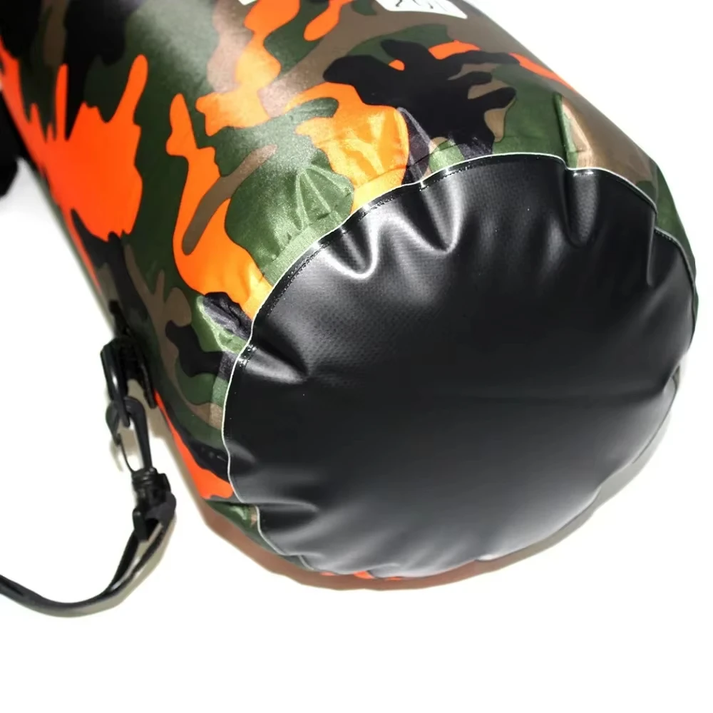 Saco Seco Portátil Camuflado Impermeável para Rafting e Mergulho 2/5/10/15/20/30L, Bolsas de Natação Revestidas em PVC para Trekking em Rios