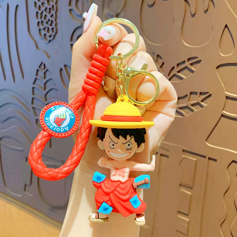 One Piece Keychains Anime Monkey D. Luffy Tony Chopper Roronoa Zoro Cartoon Character Keyring Doll Bag Backpack Pendant Gift