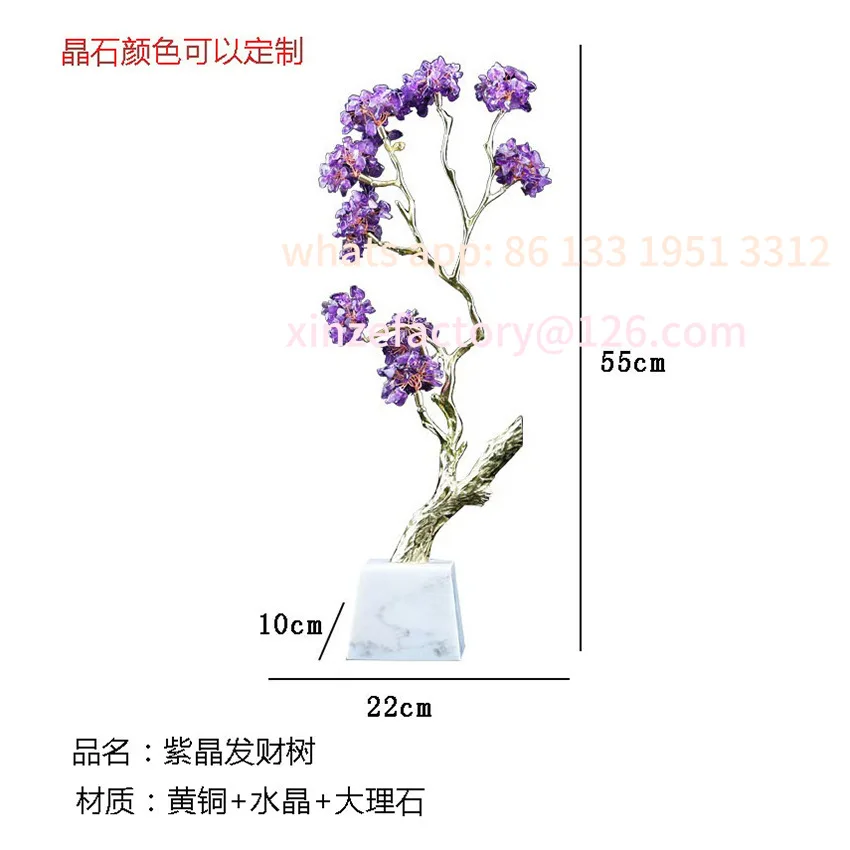 Customizable decorative copper ornaments crystal fortune tree living room TV cabinet home accessories