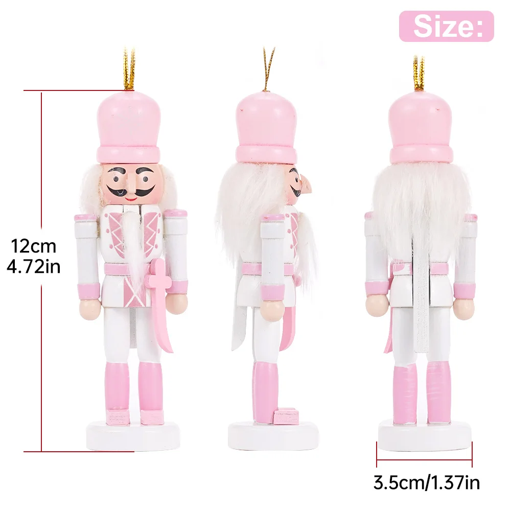 12cm 5/10/15 pçs vermelho ouro rosa quebra-nozes soldado fantoche dollpendant para o natal crianças presentes árvore pingente ornamentos decoração