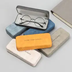 Men Women Portable Steel Leather Glasses Case Waterproof Hard Eyeglass Case Reading Glasses Box Spectacle Cases