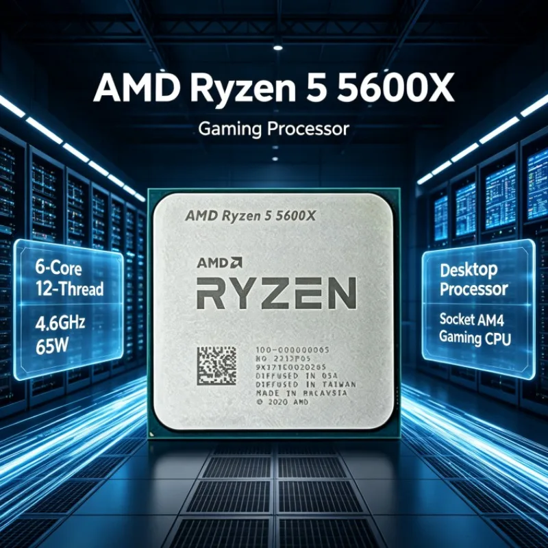 Ryzen 5 5600X AMD Socket AM4 Gaming Desktop CPU 6-Core 12-Thread 4.6GHz 65W Zen3