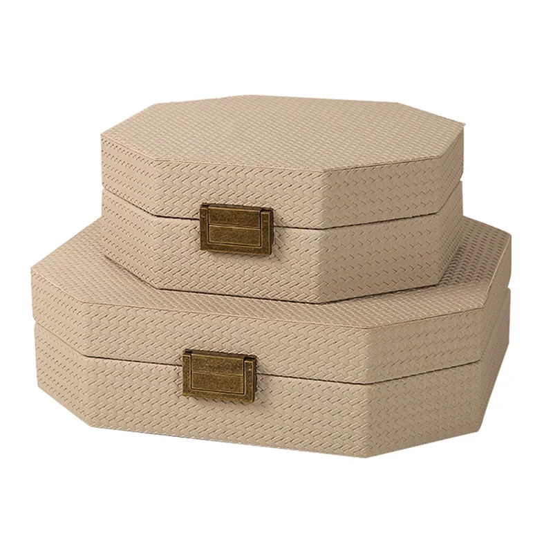 

YY Light Luxury Modern Woven Leather Jewelry Box Wooden High-End Ornament Storage Box