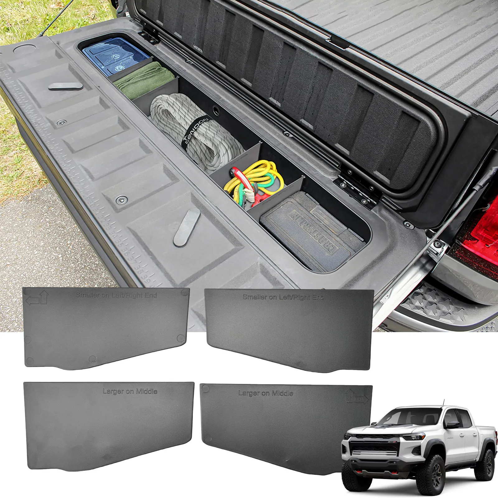 

Tailgate Storage Dividers For 2023 2024 2025 Chevy Colorado and GMC Canyon Trunk Divider Center Console Organizer 4PCS Storage