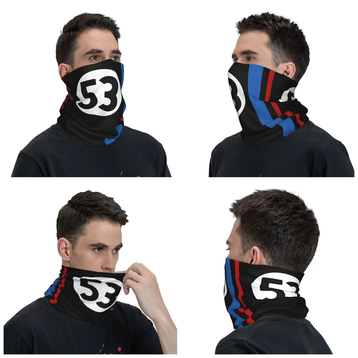 Custom Classic Racing Car Herbie 53 Bandana Winter Neck Warmer Men Windproof Wrap Face Scarf for Ski Gaiter Headband