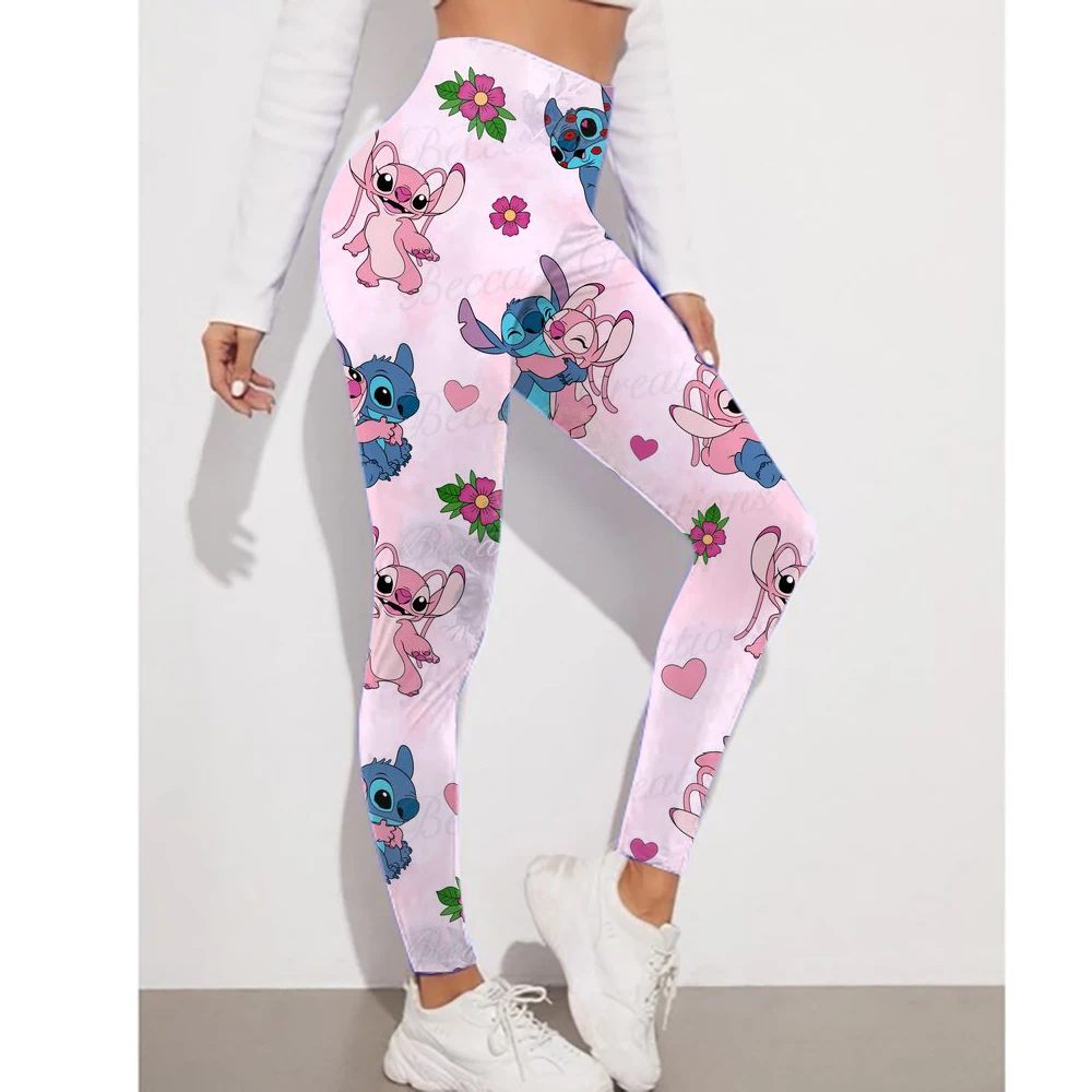 

Disney Stitch print Checkered WOMEN'S Sports and Fitness Leggings Women Tiedye Gym Leggings Mujer Push Up Booty Pants Fitness