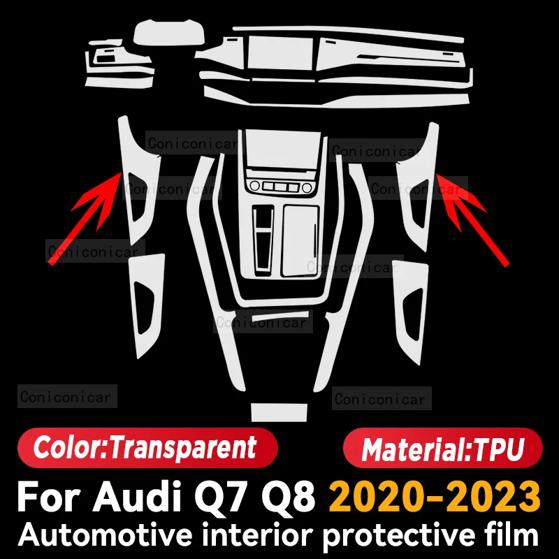 For Audi Q7 Q8 2020-2023 Car Interior Center Console Screen Protective Transparent Film Anti-scratch Repair Sticker Accessories